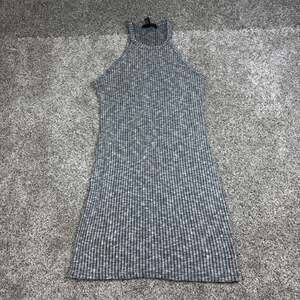Forever 21 Dress Womens Medium Gray Ribbed Knit High Neck Halter Sleeveless Mini